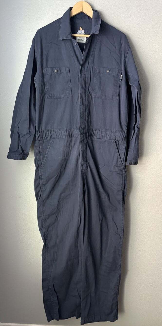 Lapco FR Coveralls Mens MEDIUM Blue Flame Resistant Cotton Work Suit Utility